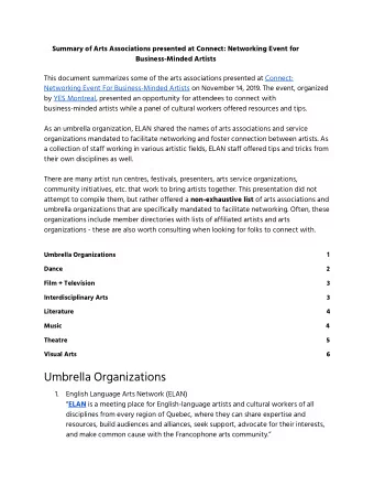 Umbrella Organizations  1.  English Language Arts Network (ELAN)  ELAN is a meeting place