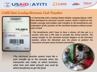 CARE  E Hai  aiti Lead  ading  ng Electron  tronic  c Cas  ash Transf  ansfers  ers  In