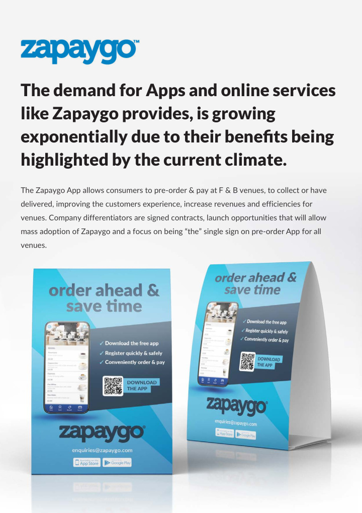 the demand for apps and online services like zapaygo