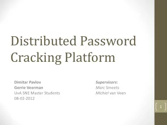 Cracking Platform  Dimitar Pavlov Supervisors :  Gerrie Veerman Marc Smeets  UvA SNE Master