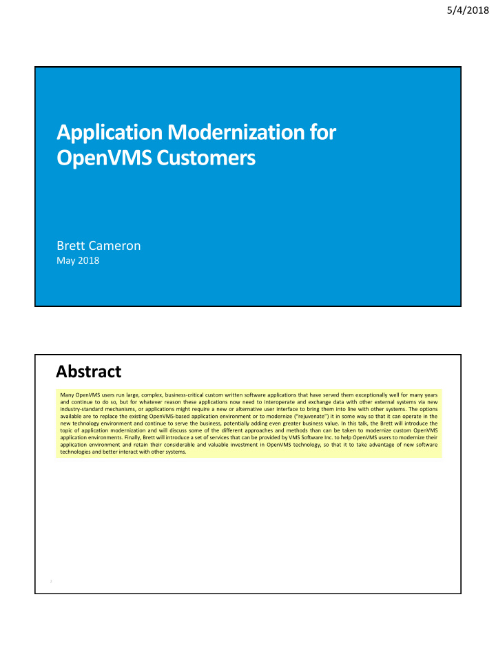 application modernization for openvms customers