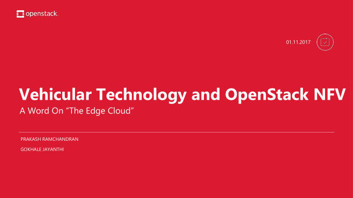 vehicular technology and openstack nfv