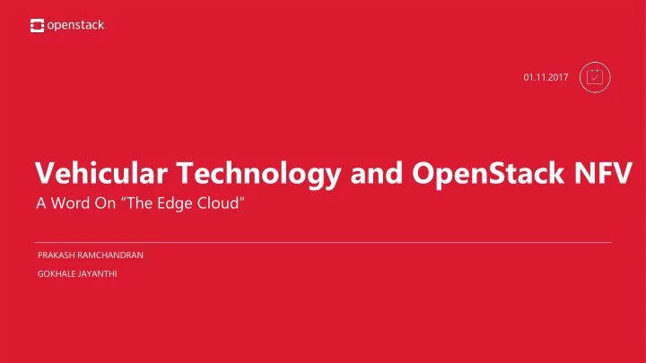 vehicular technology and openstack nfv