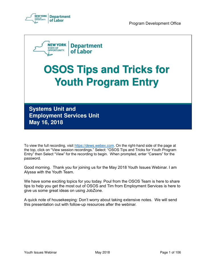 osos tips and tricks for