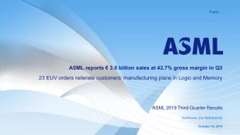 ASML reports  3.0 billion sales at 43.7% gross margin in Q3  23 EUV orders reiterate