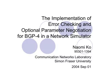 The Implementation of  Error Checking and  Optional Parameter Negotiation  for BGP-4 in a Network