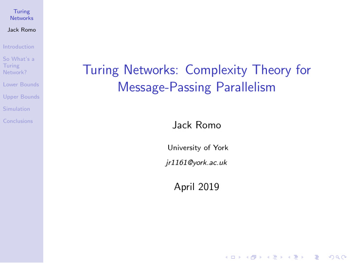 turing networks complexity theory for