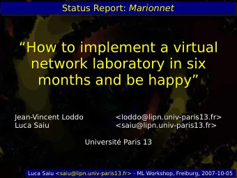 How to implement a virtual  How to implement a virtual    network laboratory in six  network