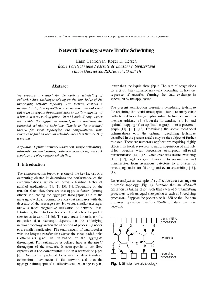 network topology aware traffic scheduling