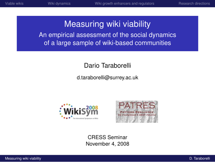 measuring wiki viability
