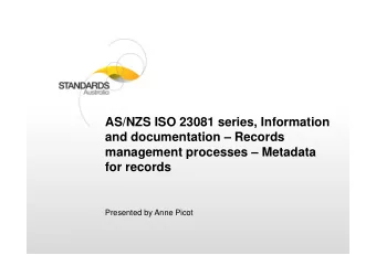 AS/NZS ISO 23081 series, Information  and documentation  Records  management processes