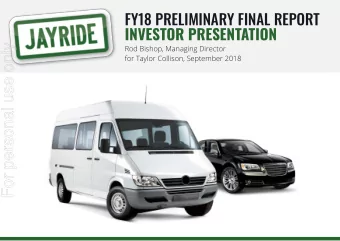 For personal use only  Rod Bishop, Managing Director  for Taylor Collison, September 2018  TABLE