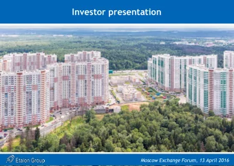 Investor presentation  Moscow Exchange Forum, 13 April 2016  Disclaimer  IMPORTANT: You must read