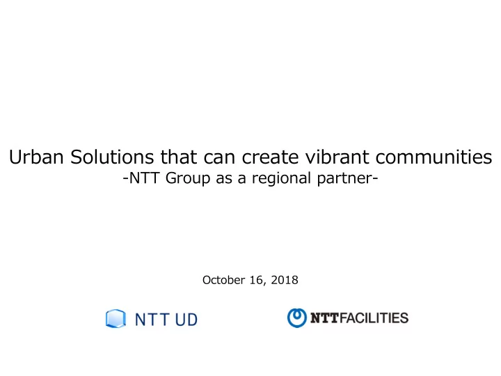 urban solutions that can create vibrant communities