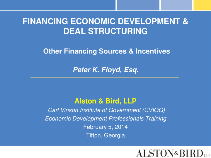 financing economic development deal structuring