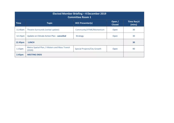 elected member briefing 4 december 2019
