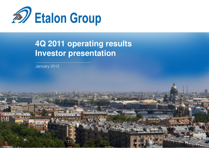 4q 2011 operating results investor presentation