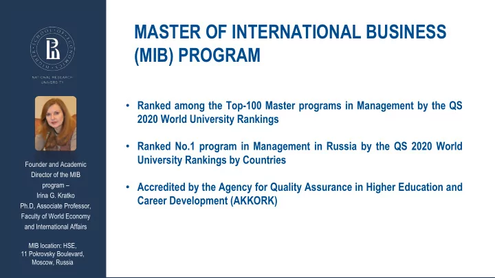 master of international business