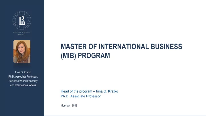 master of international business