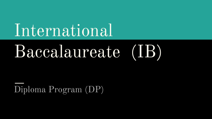 international baccalaureate ib