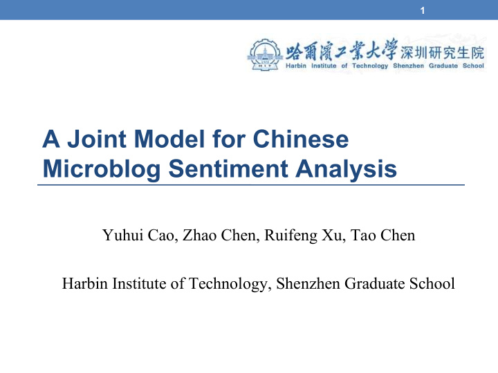 a joint model for chinese microblog sentiment analysis