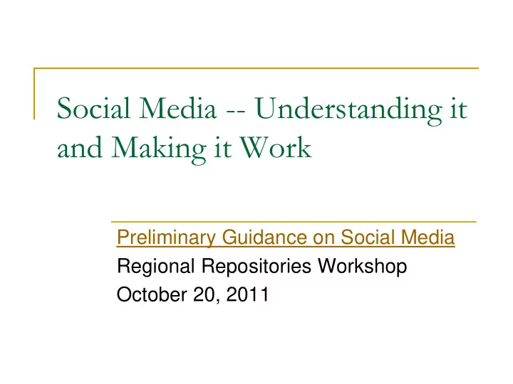social media understanding it and making it work