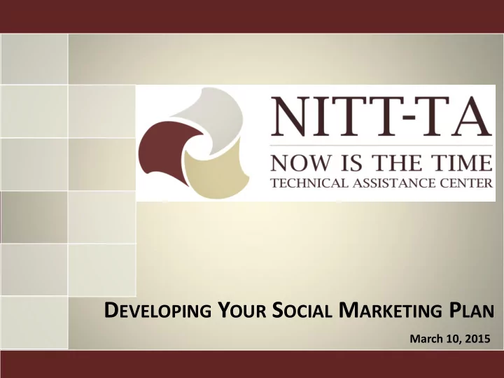 d eveloping y our s ocial m arketing p lan