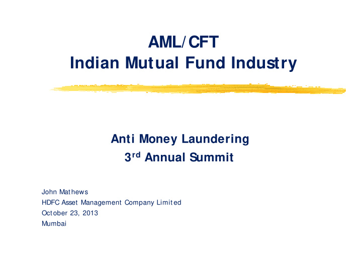 aml cft indian mutual fund industry