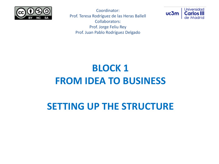 block 1 from idea to business setting up the structure