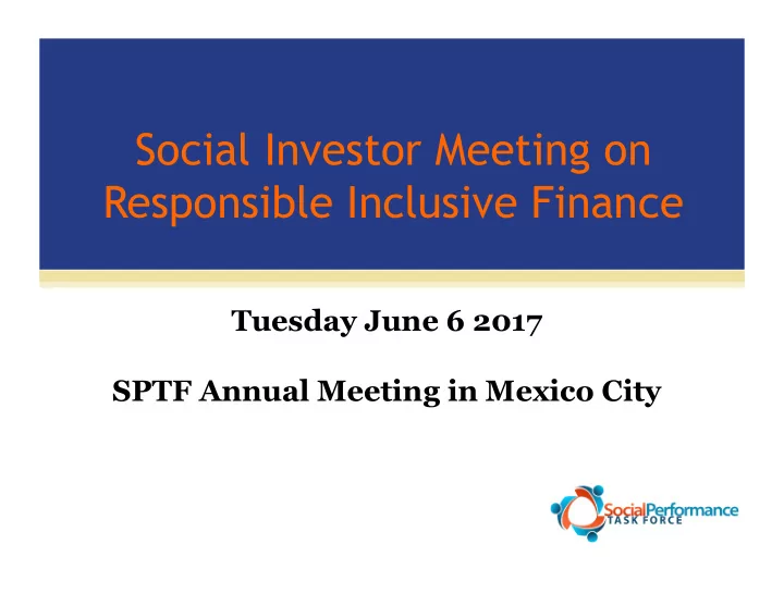 social investor meeting on responsible inclusive finance