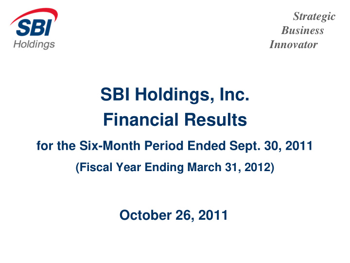 sbi holdings inc financial results