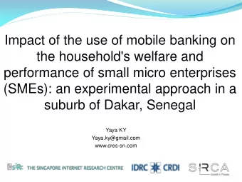 the household's welfare and  performance of small micro enterprises  (SMEs): an experimental