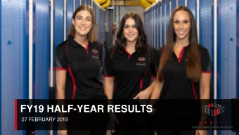 FY19 HALF-YEAR RESULTS  27 FEBRUARY 2019  NEXTDC LIMITED ACN 143 582 521  1H19 HIGHLIGHTS REVENUE 1
