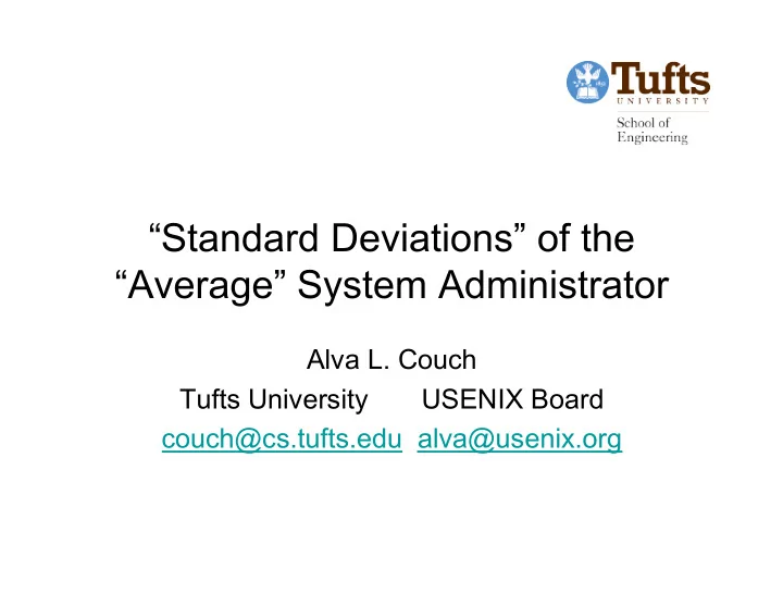 standard deviations of the average system administrator