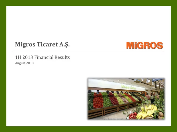 migros t icaret a