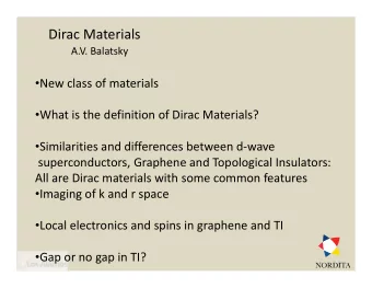 Dirac Materials A.V. Balatsky  New class of materials  What is the definition of Dirac