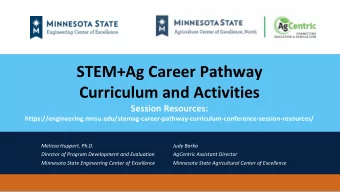 STEM+Ag Career Pathway  Curriculum and Activities  Session Resources: