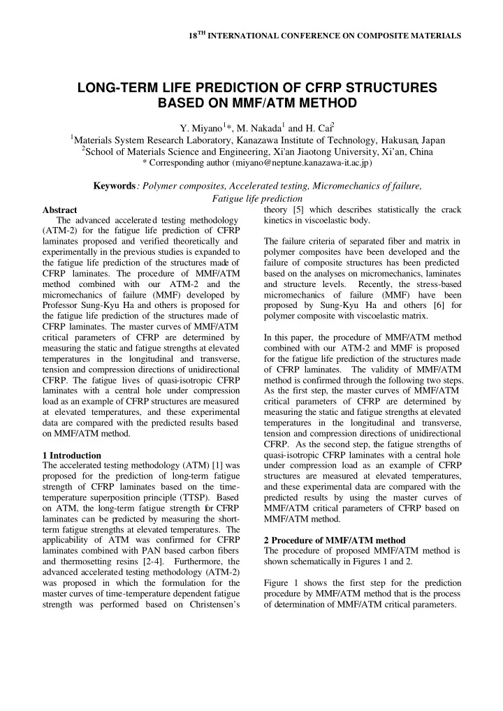 long term life prediction of cfrp structures based on mmf