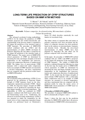 LONG-TERM LIFE PREDICTION OF CFRP STRUCTURES  BASED ON MMF/ATM METHOD Y. Miyano 1 *, M. Nakada 1
