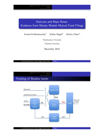 Haircuts and Repo Rates:  Evidence from Money Market Mutual Fund Filings Arvind Krishnamurthy 1