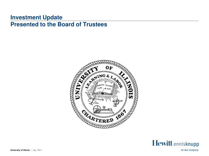 investment update presented to the board of trustees