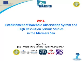 in the Marmara Sea Ouz zel  ( I.U ; KOERI ; GFZ ; CNRS ; TUBITAK ; GURALP ) WP 4. Establishment