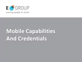 Mobile Capabilities  And Credentials  Contents  Mobile Landscape  Mobile Functionalities