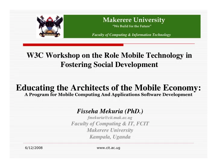 educating the architects of the mobile economy