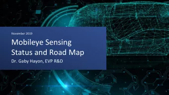 Mobileye Sensing  Status and Road Map  Dr. Gaby Hayon, EVP R&amp;D  1  Confidential  The Challenge