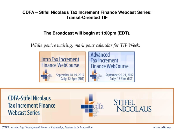 while you re waiting mark your calendar for tif week