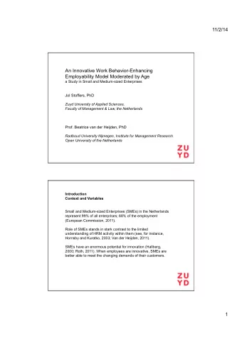 11/2/14  An Innovative Work Behavior-Enhancing  Employability Model Moderated by Age  a Study in