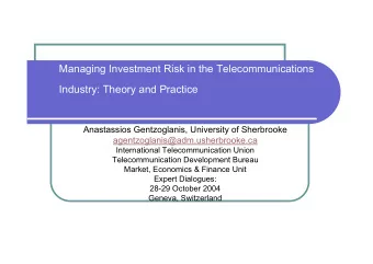 Managing Investment Risk in the Telecommunications  Industry: Theory and Practice  Anastassios