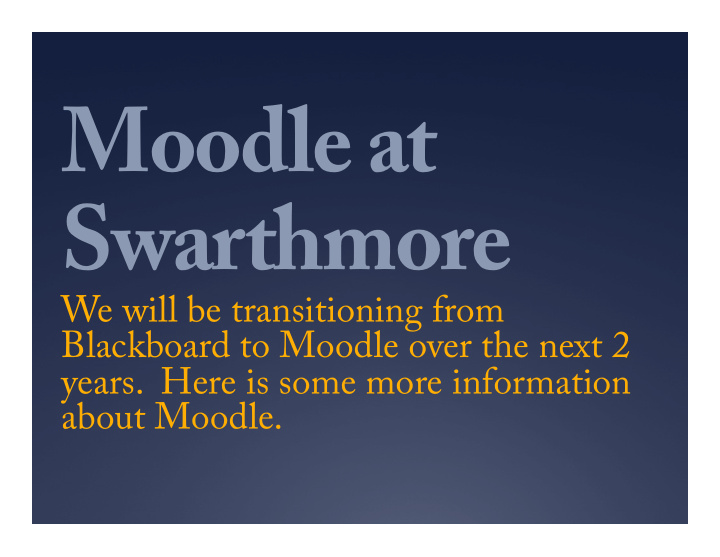 moodle at swarthmore