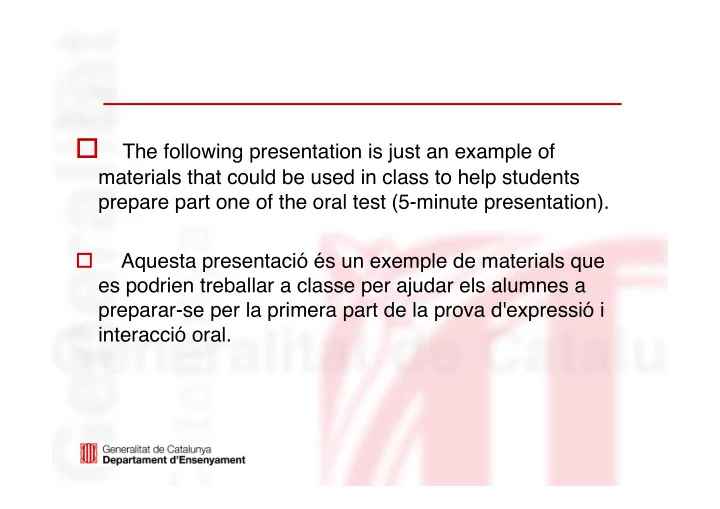 the following presentation is just an example of